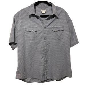 Wrangler Mens Size XXL Pearl Snap Button Down Shirt Short Sleeve Gray Purple